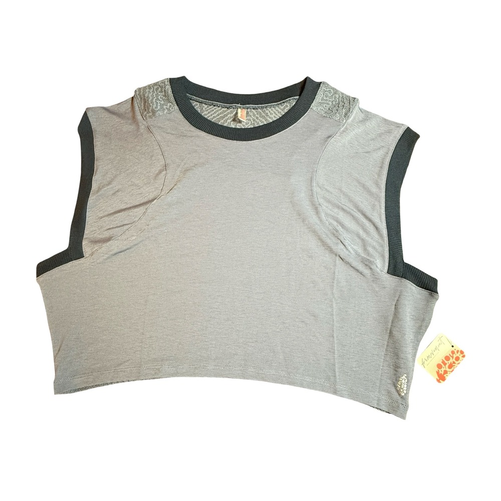 NWT FP Movement Love My Twist Muscle Tank Top Cropped Blue Gray Knit Size Small